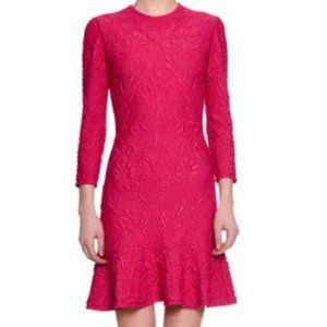 Alexander McQueen Floral Brocade Fuchsia Sweater Dress - XS